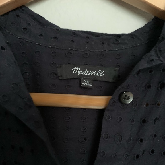 Madewell Navy Eyelet Courier Top - Picture 2 of 3